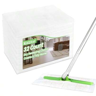 MAQIHAN Dry Mop Pads - 32PCS Dry Sweeping Cloths Unscented All Purpose Disposable Dry Mop Refills Floor Cleaner For Hardwood Floor Dust Mopping And Cleaning