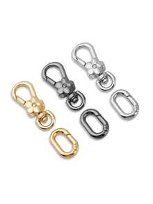 Multi-Functional Alloy Rotating Spring Buckle | Fashionable Bag Strap Buckle | Light Luxury Double-Opening Keychain | Flower-Shaped Buckle With Egg-Shaped Ring | Ultimate Accessory For Bag Pendants | Suitable For Crafts, Bag Pendants - Multicolor - View 3