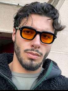 1 Pair Men's Casual Basic Retro Rectangular Fashion Glasses, Suitable For Vacation, Daily Wear, And Commuting - Multicolor - View 3