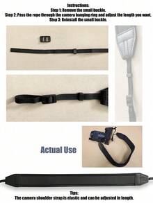1pc Black Waterproof Sponge DSLR Camera Halter, Anti-Slip Elastic Shock-Absorbing Camera Strap - View 5