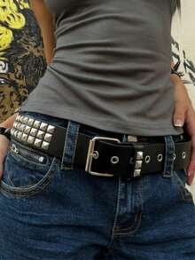 Punk Style Studded Belt, Unique Gift Idea For Girlfriend - Multicolor - View 2