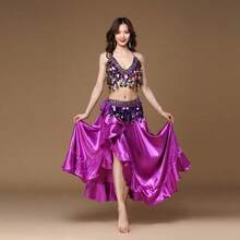Bộ trang phục tập múa bụng dành cho nữ, bao gồm áo sequin không tay, váy maxi xẻ tà gợi cảm và dây thắt eo, trang phục múa kiểu phương Đông, phù hợp cho trang phục lấp lánh của nữ, trang phục khiêu vũ, lễ hội, tiệc tùng, hộp đêm, bãi biển, phong cách bohemian cổ điển. - Nhiều màu - Xem 12