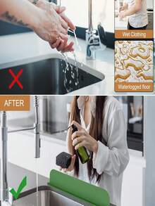 (Tipo de ventosa) Protector de salpicaduras para encimera del hogar, fácil de limpiar; Protector de salpicaduras para fregadero - Suave, fácil de instalar y limpiar, diseño clásico que evita las salpicaduras de agua, protegiendo la ropa y otros artículos de los daños por agua durante el lavado; Adecuado para fregaderos de cocina y baño, protector de salpicaduras para proteger las encimeras. Cubierta de superficie lisa, material fácil de limpiar. - Multicolor - Ver 3