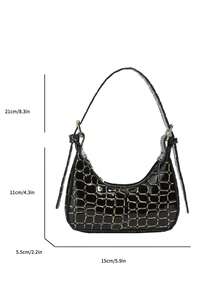 Bolso de mano de mujer con cierre de cremallera y textura de piedra de unicolor, estilo coreano de moda, versátil, ligero y multifuncional, mini bolso de tote adecuado para el uso diario, viajes, regreso a la escuela y vida universitaria de las mujeres - Negro - Ver 6