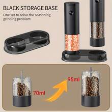 1/2 电动盐和胡椒研磨器套装 - 一键自动研磨，带透明视窗，3.21盎司大容量，LED灯和可调节研磨粗细，厨房工具，适合作为婚礼和圣诞节礼物 - 彩色 - 查看 6
