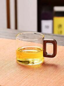 1个/6个装木柄玻璃杯，高硼硅玻璃茶杯，大容量饮用水咖啡杯，家用奶茶果汁单层杯，小容量现磨咖啡杯，胡桃木柄咖啡杯，家用早餐奶茶杯及饮料杯，节日礼物，母亲节礼物，父亲节礼物，派对杯 - 彩色 - 查看 14