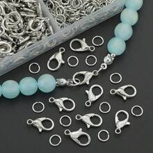 500件套珠宝制作工具包，包含100个龙虾扣和400个开口圈，盒装DIY手链、项链、耳环材料及工艺配件套装 - 龍蝦扣+單圈 - 查看 7