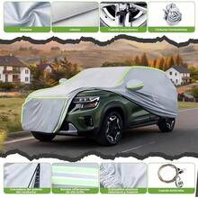 Cubierta para Auto, Funda de Coche Exterior para SUV, Funda para Coche con Tiras Reflectantes, Lona para Auto Impermeable, Antipolvo, Antilluvia y Antiuv, Protege tu Coche de Arañazos(Plata) - SUV Negro - Ver 5