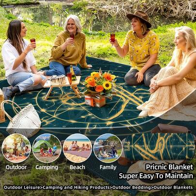 1pc New Outdoor Waterproof Anti-Sand Digital Printed Picnic Mat/Beach Towel, Fashionable And Fresh Pattern, Suitable For Camping And Picnics (100g Fabric Weight)