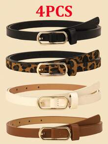 4件套女士纯色合金扣细腰带套装，可调节，简约时尚，适合休闲、办公、通勤等场合，完美搭配牛仔裤、裙子，四季皆宜——是圣诞节、情人节、生日、周年纪念日的理想礼物。 - 彩色 - 查看 7