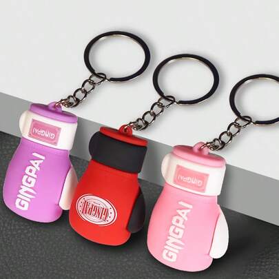 GINGPAI Mini nyckelring med hänge i boxningshandske, tecknad mjuk gumminyckelring, dekoration för kampsport, liten present till boxningsfans och studenter