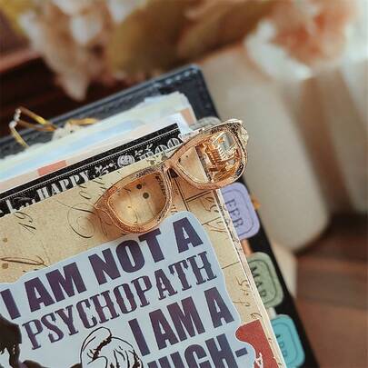 Mini Glasses Shaped Bookmarks | Gold Glasses Bookmark And Page Marker, Small Metal Binder Clips With Glasses Design, Suitable For Books, Planners, Diaries, Notebooks - Fashionable Desktop Accessories