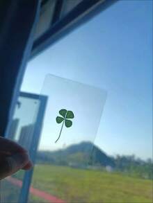 1pc Cute Lucky Four-Leaf Clover Transparent Bookmark, Natural Dried Grass Transparent Card, Acrylic Material, Wishing Healing Fresh Minimalist Transparent Card - Multiple Styles - View 6