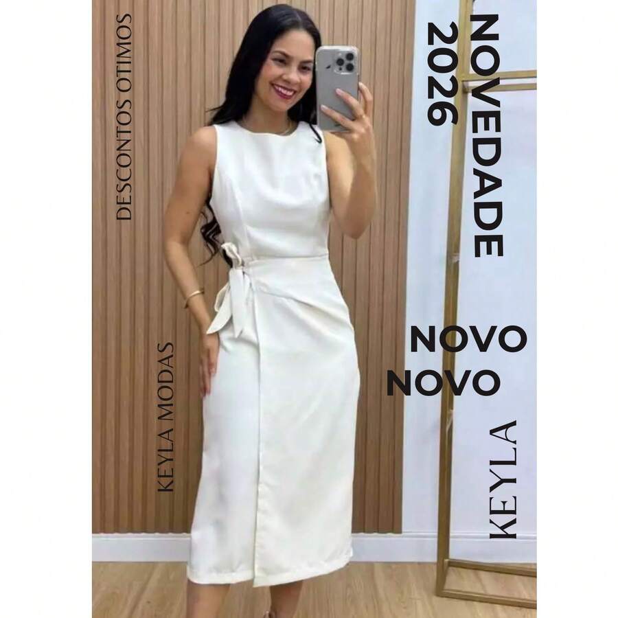 Women's Luxury Tailored Dress, Elegant With Tie Closure | Zipper | Comfortable And Stylish - trắng - Xem 1