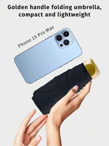 1把便携式折叠伞，防紫外线，轻便可折叠，配有收纳袋，紧凑型金属伞架，防紫外线，迷你设计，晴天雨天适用，多种颜色可选，小巧遮阳设计，带金属手柄，是春夏的理想之选，伴娘礼物 - A - 查看 7