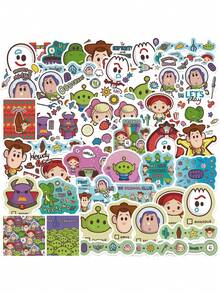 Disney 50PCS Officially Licensed  Vinyl Sticker Pack Q Version Cartoon Waterproof Decals For Water Bottles Laptops Phone Cases Luggage Journals DIY Decor Birthday Party Gift For Family And Friends Featuring Woody Buzz Lightyear Jessie Slinky Dog Hamm Mr. Potato Head Alien - Multicolor 2 - View 9