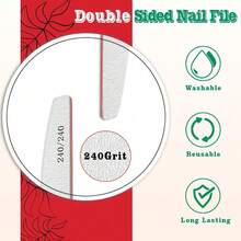 5件套专业半月形指甲锉，双面砂纸，80/100/150/180/240目，简约美甲沙龙专用 - 灰色 - 查看 5