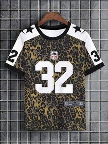 男士时尚豹纹圆领短袖T恤 - 彩色 - 查看 2