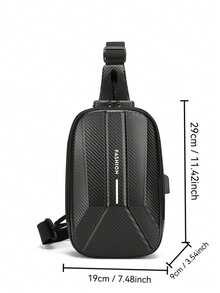 Men's Slant Shoulder Bag, Hard Shell Motorcycle Bag, Large Capacity Chest Bag, Multi-Function Messenger Bag, Travel Texture Backpack, Cycling Bag - Multicolor - View 12