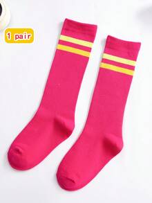 1双儿童袜子，常规款男女童中筒袜，彩色条纹糖果色运动学院风袜子，春夏款 - 彩色 - 查看 20