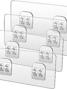 1/4/8/10个装淋浴挂钩替换装，带强力粘合剂，淋浴挂钩，浴室淋浴架篮，肥皂碟挂钩，无需钻孔 - 彩色 - 查看 1