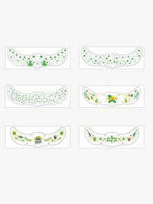 6pcs St. Patrick's Day Tattoo Stickers, Freckles Face Stickers, Irish Oktoberfest Makeup Stickers, Cute Shamrock Patterns, Waterproof Makeup Tattoo Stickers, Carnival Accessories That Last 3-5 Days - Multicolor - View 4