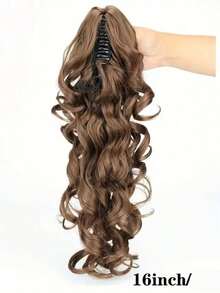 Synthetic Hair Claw Clip Curly Elastic Ponytail, Fluffy Black & Brown Ponytail Extensions Hair Accessories Elegant Hair Clips Fashion Hair Clutch - 彩色 - 查看 9