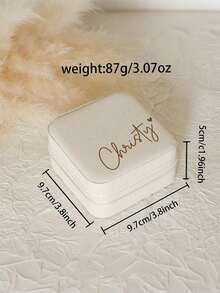 Personalized Handwritten Name Heart-Shaped Jewelry Box - Customized Beige Travel Jewelry Storage Box With Zipper Closure, Fabric Lining, Perfect Bridesmaid Invitation Gift Or Couple's Memento, Elegant Design | Soft Lining, Wedding Gift Jewelry Box - Multicolor - View 8