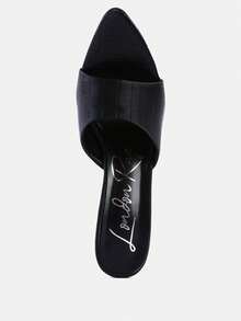 Bottoms Up Strappy Slip On Stiletto Heels - Black - View 6
