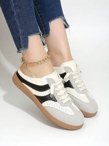 Nuevas sandalias deportivas planas de malla para mujer, diseño deportivo exterior talla grande reciente - Negro - Ver 3
