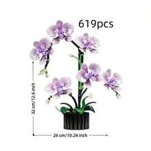 619pcs Single Box Building Blocks Floral, Magnolia Flower Bouquet, Exquisite Building Blocks Floral Combination Artificial Flower Art, Indoor Decoration DIY Ornament, Suitable For Creating Warm And Romantic Bouquets, Home And Office Decoration, Valentine's Day Gift, New Year Gift, Decoration/Holiday Gift/Birthday Gift/Christmas Gift - Three-color Building Block Vase - View 14