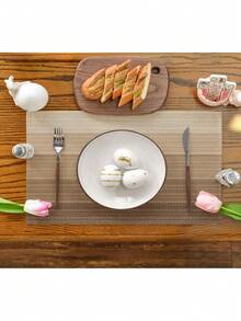 Taplak Meja Ombre 4pcs/6pcs, Alas Meja Dekorasi Ruang Tamu & Makan Modern, Dapat Dicuci, Alas Meja Dapur, Tahan Panas & Anti Noda, Cocok untuk Pesta di Rumah, Dekorasi Meja Makan di Luar Ruangan Saat Berkemah, Meja Kopi, Dekorasi Rumah Musim Semi & Musim Panas - Khaki - View 3