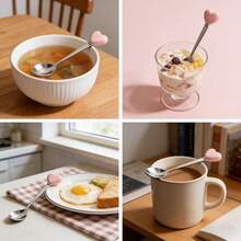 14厘米4件套优质410不锈钢勺子套装，配陶瓷心形手柄，镀金，是下午茶、甜点、咖啡馆、婚礼、优雅下午茶、旅行、派对、咖啡厅餐具、精致用餐的理想之选，也是装饰勺、时尚餐具、耐用厨房用具和母亲节礼物的完美选择。 - 彩色 - 查看 11