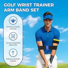 2 Packs Golf Wrist Training Aid Swing Correction Tool Arm Posture Trainer Grip Practice Accessory For Beginners And Golfers - màu đen - Xem 4