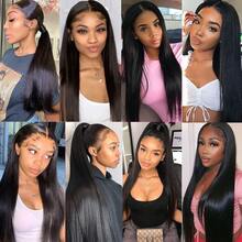 Straight 13x4 Lace Front Human Hair 13x6 HD Transparent Lace Frontal Wigs 30 40 Inch 5x5 Glueless Closure Wig PrePlucked - Natural Black - 查看 9