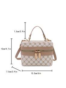 Mini Square Box Bag, Handbag, Shoulder Bag, Crossbody Bag, Suitable For Banquet, Office, Middle School, High School, University - White - View 8