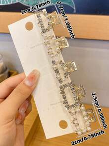 8个女士多功能简约水晶珍珠发夹，适合日常佩戴、上学、办公、通勤、度假、母亲节礼物 - 彩色 - 查看 5