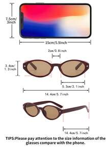1 Pair Oval Small Frame Stylish Chic Unisex Classic Retro Star Fashion Glasses, PC Material, Suitable For Driving, Travel, Camping, Outfit Matching, Photography - Multicolor - View 10