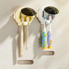 宇航员牙刷架，卡通牙刷收纳架壁挂式，四口之家浴室牙刷架，无需钻孔 - 彩色 - 查看 8