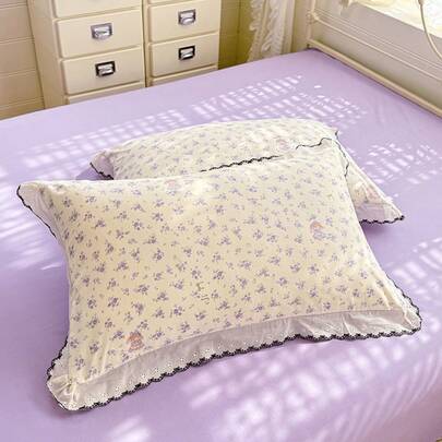 Conjunto de 2 fronhas de renda floral, macias e agradáveis ao toque, adequadas para todas as estações do ano.