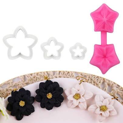 1件/3件装花卉造型聚合物粘土模具，粘土耳环切割器，用于珠宝制作