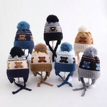 Children's Knitted Beanie Hat For Boys And Girls, Warm And Fashionable, For Ages 3 To 8 Years. - màu đen - Xem 3