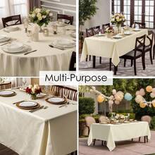 10 Pack Premium Tablecloth, Polyester Reusable And Washable Table Clothes, Polyester Fabric Table Covers For Wedding, Party, Banquet - Ngà voi - Xem 5