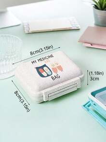 迷你六格便携药盒，药品收纳盒，旅行药盒，印有“我的药袋”和药丸图案，六格周用药整理盒，首次旅行药盒，每日维生素药盒，口袋药盒，精美收纳盒，家居旅行必备 - 彩色 - 查看 12