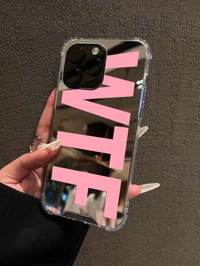 1pc Slogan Pattern Print Mirror Acrylic Anti-Fall Phone Case Compatible With IPhone 13/11/17/17pro/16/14/15/15pro/15 Plus/15 Promax/7plus/8plus/X/Xs Max/Xr/11pro/12pro/13pro/14pro/12mini/13mini/11promax/12promax/13promax/14promax/14plus/17pro Max/17Air/6/6s Plus/7/8/16Pro/16plus/16promax/Se2/17promax&Compatible With Samsung Galaxy/A54/A14/A12/A13/A15/A32/A33/A24/A52S/S20/S21/S22/S23/S24/S23Plus/S24ultra/S25/A15/A33/A23