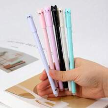 4支装猫咪可擦凝胶笔 0.5mm 魔力墨水 蓝黑色笔套装 带橡皮擦 创意学生文具 - 隨機顏色 - 查看 2