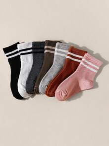 6 Pairs Kids' Simple Versatile Short Socks, Suitable For Children's Sports & Casual Wear, Student Sports Socks - Multicolor - View 5