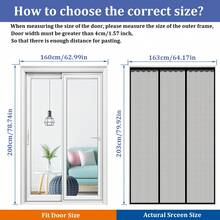 Magnetic Screen Door, Self-Sealing Mesh Door, Thick Mesh Magnetic Closure Anti-Insect, Multiple Sizes - Pet Friendly, Black - Black - View 12