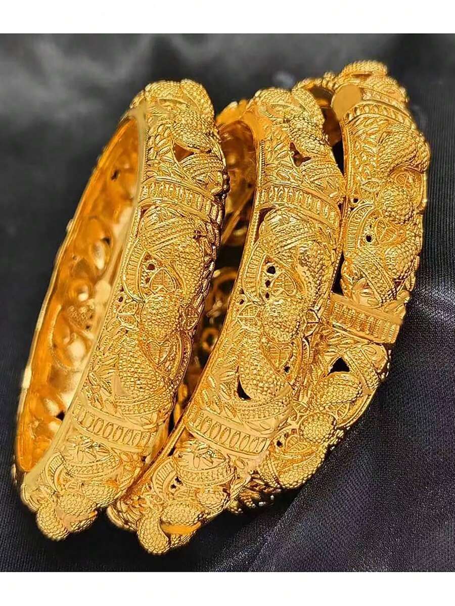 2 pezzi Braccialetti a bangle stile mediorientale, gioielli di moda per donna, accessori da sposa di lusso - Dorato 2 pezzi - Visualizzare 1