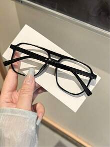 1 Pair Women's Lightweight Acrylic Glasses, Pilot Square Frame, Fashion Non-Prescription Glasses, Suitable For Daily Reading And Outfit Decoration - Multicolor - View 5